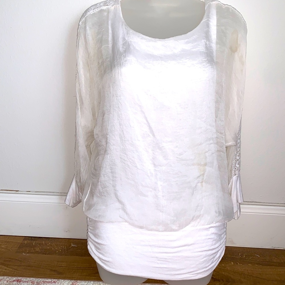 Keysha silk white top. Made in Italy. Sz small.